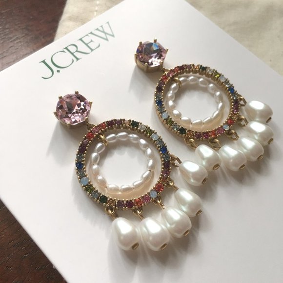 J. Crew rainbow sparkle and pearl earrings NWT - Picture 3 of 8